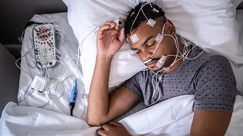 Patient undergoing sleep study