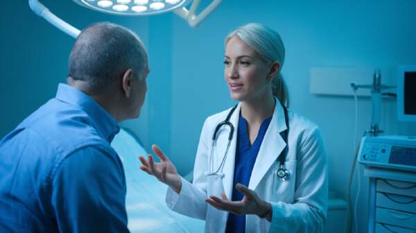 Doctor discussing revision sleep apnea surgery options with patient
